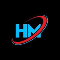 création de logo de lettre hm hm. lettre initiale hm cercle lié logo monogramme majuscule rouge et bleu. logo hm, conception hm. HM hm vecteur