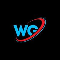 logo wg. conception wg. lettre wg bleue et rouge. création de logo de lettre wg. lettre initiale wg cercle lié logo monogramme majuscule. vecteur