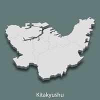 carte isométrique 3d de kitakyushu est une ville du japon vecteur