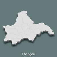 carte isométrique 3d de chengdu est une ville de chine vecteur