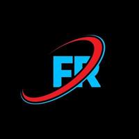 création de logo de lettre fr fr. lettre initiale fr cercle lié monogramme majuscule logo rouge et bleu. logo fr, conception fr. F RFR vecteur