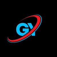 logo gy. conception gy. lettre gy bleue et rouge. création de logo de lettre gy. lettre initiale gy cercle lié logo monogramme majuscule. vecteur