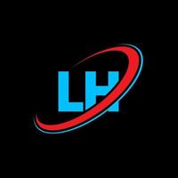 logo gauche. conception gauche. lettre lh bleue et rouge. création de logo de lettre lh. lettre initiale lh logo monogramme majuscule cercle lié. vecteur