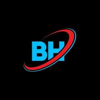 création de logo de lettre bh bh. lettre initiale bh cercle lié logo monogramme majuscule rouge et bleu. logo bh, conception bh. bh, bh vecteur