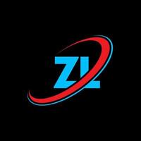 création de logo de lettre zl zl. lettre initiale zl cercle lié logo monogramme majuscule rouge et bleu. logo zl, conception zl. zl, zl vecteur