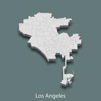 La carte isométrique 3d de los angeles est une ville des états-unis vecteur