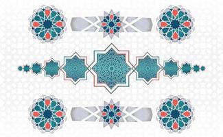 motif islamique géométrique avec des formes arabesques colorées pour carte de voeux ou intérieur de décoration. bordure vectorielle répétitive en mosaïque vecteur