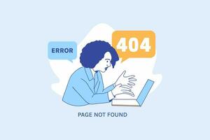 illustrations expression frustrée femme pour oups erreur 404 page de destination du concept de conception vecteur