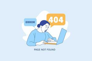 illustrations expression frustrée femme pour oups erreur 404 page de destination du concept de conception vecteur