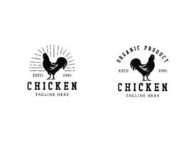 modèle de conception de logo de poulet frit et de ferme de poulet. vecteur