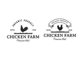 modèle de conception de logo de poulet frit et de ferme de poulet. vecteur