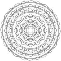 mandala de contour avec petits pétales et points, coloriage méditatif avec de simples tissages ornés vecteur