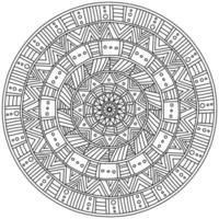 mandala symétrique avec motifs linéaires, coloriage méditatif en forme de cercle vecteur