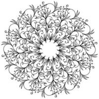 mandala abstrait avec tourbillons et fleurs de griffonnage, coloriage méditatif et éléments ornés vecteur