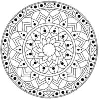 contour mandala avec des motifs symétriques, coloriage de fleurs avec des points et des boucles vecteur