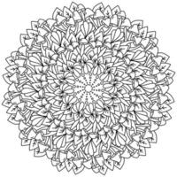 contour mandala avec des champignons et des feuilles, coloriage fantaisie avec des éléments naturels vecteur