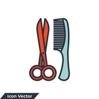 ciseaux et peigne icône logo illustration vectorielle. modèle de symbole de salon de coiffure pour la collection de conception graphique et web vecteur