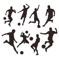 silhouettes de joueur de football de football, ensemble de joueurs de football vecteur