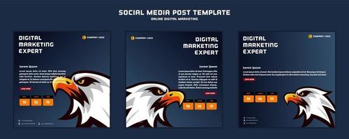 conception moderne de modèle de publication de médias sociaux avec oiseau aigle, pour le marketing numérique en ligne ou modèle de marketing d'affiche vecteur