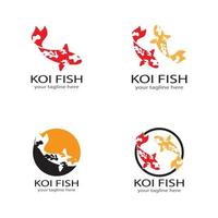 modèle vectoriel de logo et de symboles d'animaux de poisson koi