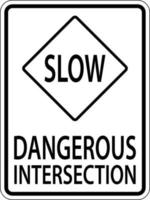 Panneau d'intersection dangereux lent sur fond blanc vecteur