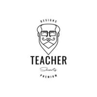 visage sourire professeur barbe création de logo vecteur