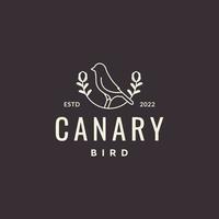 canari hipster avec création de logo de feuille vecteur