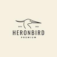 tête minimaliste oiseau héron hipster logo vecteur