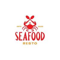 crabes rouges avec création de logo de restaurant cuillère vecteur