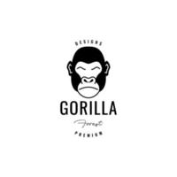 face visage gorille relax création de logo vecteur