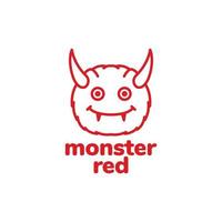 création de logo de monstre mignon rouge avec corne vecteur