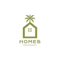 environnement maison avec création de logo moderne de cocotier vecteur
