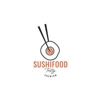 poisson sushi viande avec création de logo de baguettes vecteur