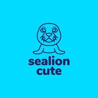 création de logo mignon lion de mer mascotte vecteur