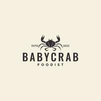 création de logo hipster bébé crabes alimentaires vecteur