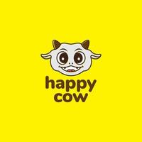 création de logo de grosse vache mignonne vecteur