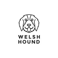 tête de chien heureux logo welsh hound vecteur