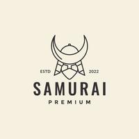 création de logo casque hipster samouraï vecteur