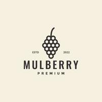 création de logo de mûrier fruit hipster vecteur