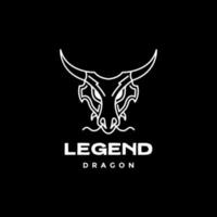 tête de dragon longue corne logo design vecteur