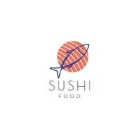 création de logo de sushi à la viande de poisson vecteur