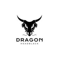 dragon mythique noir avec création de logo en corne vecteur