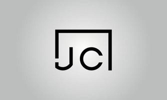 création de logo lettre jc. logo jc avec forme carrée dans le modèle de vecteur gratuit de vecteur de couleurs noires.