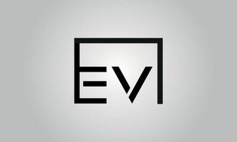 création de logo lettre ev. logo ev avec forme carrée dans le modèle vectoriel gratuit de couleurs noires.