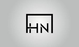 création de logo lettre hn. logo hn avec forme carrée dans le modèle vectoriel gratuit de couleurs noires.