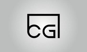 création de logo lettre cg. logo cg avec forme carrée dans le modèle vectoriel gratuit de couleurs noires.