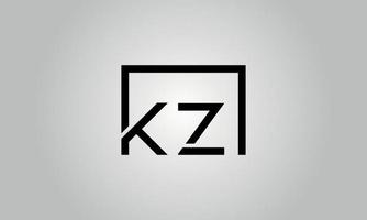 création de logo lettre kz. kzlogo avec forme carrée dans le modèle de vecteur gratuit de couleurs noires.