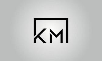 création de logo lettre km. logo km avec forme carrée dans le modèle vectoriel gratuit de couleurs noires.