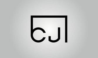 création de logo lettre cj. logo cj avec forme carrée dans le modèle de vecteur gratuit de vecteur de couleurs noires.