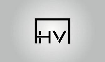 création de logo lettre hv. logo hv avec forme carrée dans le modèle vectoriel gratuit de couleurs noires.